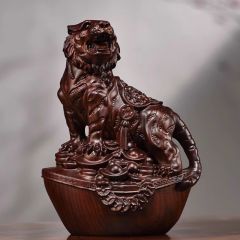 木雕老虎中式摆件风水实木雕刻木质闭口虎工艺品客厅家居装饰品