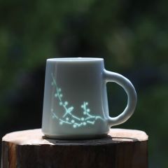 喜上梅梢图案马克杯情侣结婚对杯景德镇玲珑陶瓷