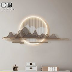 新中式金属铁艺墙面装饰壁挂壁灯发光民宿酒店茶室禅意玄关装饰画
